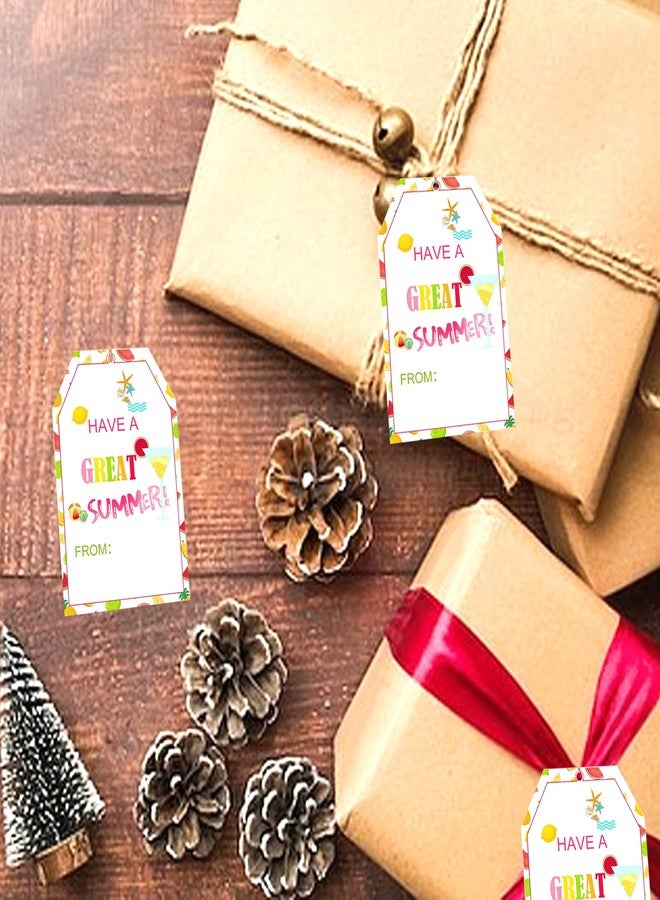 wootile Have A Great Summer Gift Tags with String 50 Pack Happy Hello Summer Name from Tags 2 x 3.5 Inch End of School Year Cads Summer Party Gift Tag for Party Decor - Image 4